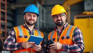 Operai con attrezzatura di sicurezza sul lavoro