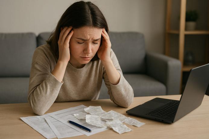 Donna commercialista preoccupata sulla ultime novità in materia di IVA sullo smaltimento rifiuti